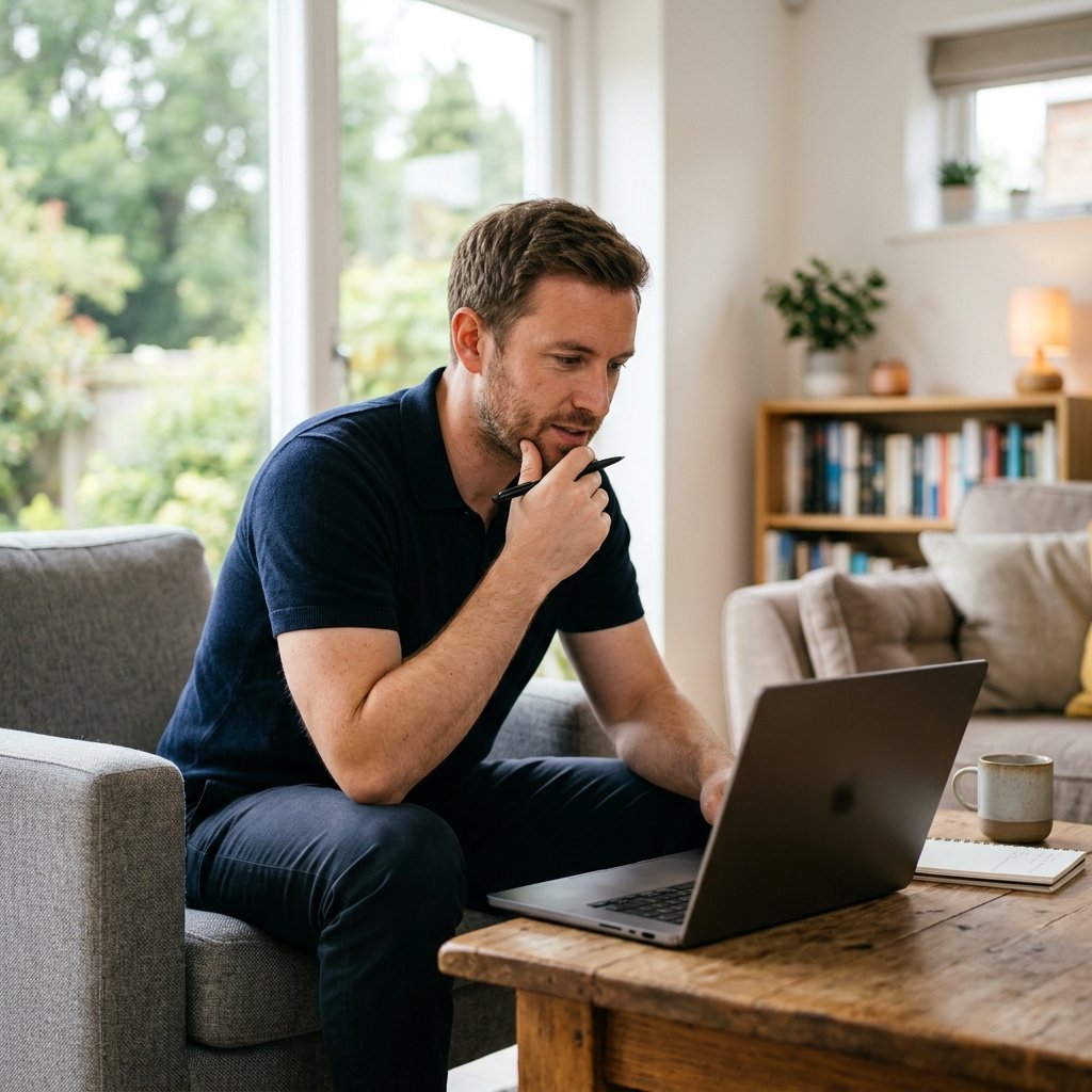 Person reviewing vehicle report on a laptop